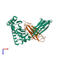 PDB entry 5w67 coloured by chain, top view.