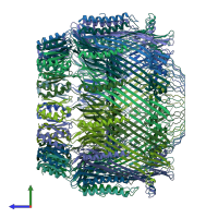 PDB entry 5w68 coloured by chain, side view.