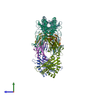 PDB entry 5w69 coloured by chain, side view.