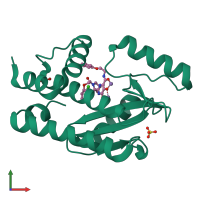 PDB entry 5w73 coloured by chain, front view.