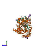 PDB entry 5w78 coloured by chain, side view.