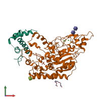 PDB entry 5w7a coloured by chain, front view.