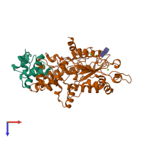 PDB entry 5w7a coloured by chain, top view.