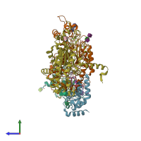 PDB entry 5w7c coloured by chain, side view.
