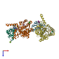 PDB entry 5w7c coloured by chain, top view.