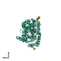 PDB entry 5w7d coloured by chain, side view.