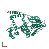 PDB entry 5w7r coloured by chain, front view.