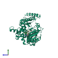 PDB entry 5w7r coloured by chain, side view.