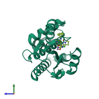 PDB 5w7u coloured by chain and viewed from the side.