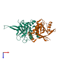 PDB entry 5w83 coloured by chain, top view.