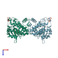 PDB entry 5w84 coloured by chain, top view.