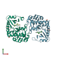 PDB entry 5w85 coloured by chain, front view.