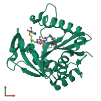 PDB entry 5w8a coloured by chain, front view.