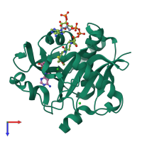 PDB entry 5w8c coloured by chain, top view.