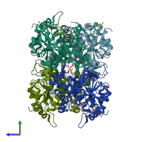 PDB entry 5w8j coloured by chain, side view.