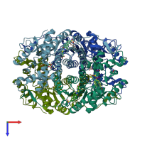 PDB entry 5w8j coloured by chain, top view.