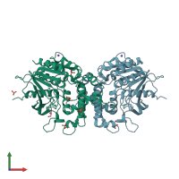 PDB entry 5w8p coloured by chain, front view.