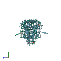 PDB entry 5w8p coloured by chain, side view.