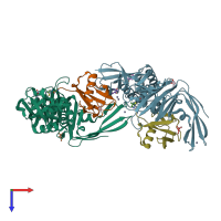 PDB entry 5w8u coloured by chain, top view.