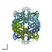 PDB entry 5w8v coloured by chain, side view.