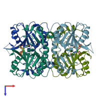PDB entry 5w8v coloured by chain, top view.