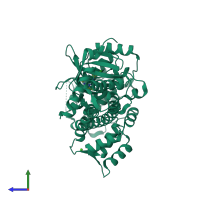 PDB entry 5w91 coloured by chain, side view.