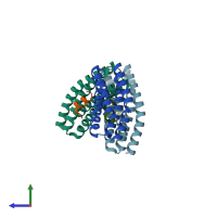 PDB entry 5w93 coloured by chain, side view.