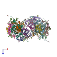 PDB entry 5w97 coloured by chain, top view.