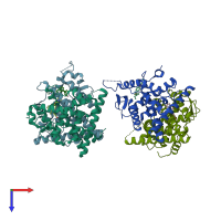 PDB entry 5w9c coloured by chain, top view.