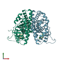 PDB entry 5w9d coloured by chain, front view.