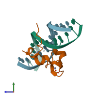 PDB entry 5w9s coloured by chain, side view.