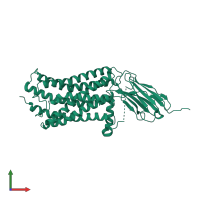 PDB entry 5wb1 coloured by chain, front view.