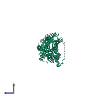 PDB entry 5wb1 coloured by chain, side view.