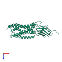 PDB entry 5wb1 coloured by chain, top view.