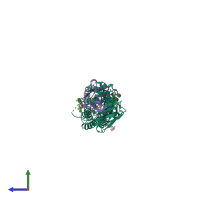 PDB entry 5wb2 coloured by chain, side view.