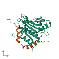 PDB entry 5wb5 coloured by chain, front view.