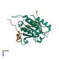 PDB entry 5wb5 coloured by chain, top view.