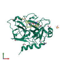 PDB entry 5wb6 coloured by chain, front view.