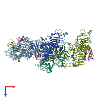 PDB entry 5wb7 coloured by chain, top view.