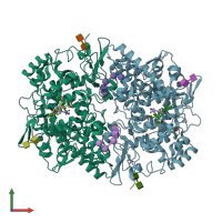 PDB entry 5wbe coloured by chain, front view.