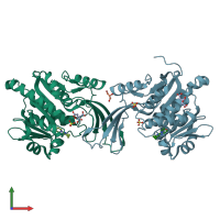 PDB entry 5wbo coloured by chain, front view.