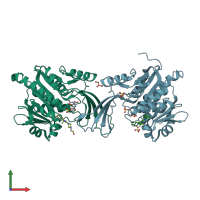 PDB entry 5wbr coloured by chain, front view.