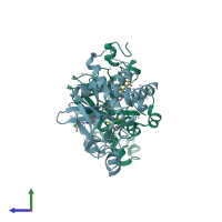 PDB entry 5wbv coloured by chain, side view.
