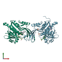 PDB entry 5wbz coloured by chain, front view.