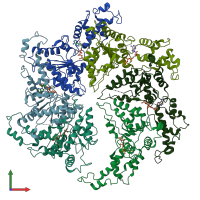 PDB entry 5wc0 coloured by chain, front view.