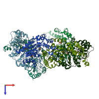 PDB entry 5wc0 coloured by chain, top view.