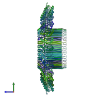 PDB entry 5wc3 coloured by chain, side view.