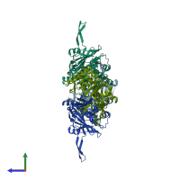PDB entry 5wch coloured by chain, side view.