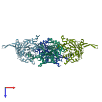 PDB entry 5wch coloured by chain, top view.