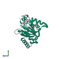 PDB entry 5wcj coloured by chain, side view.